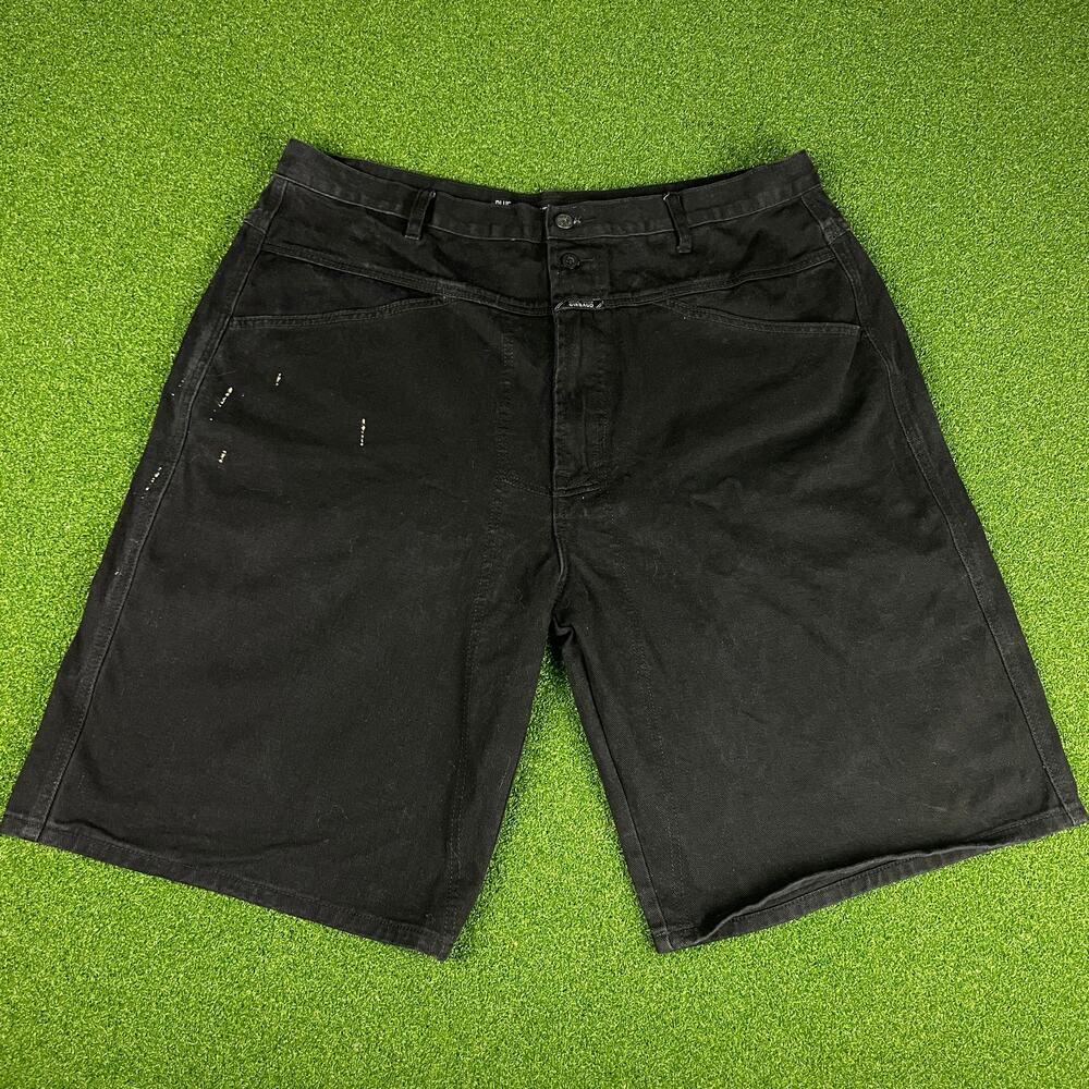 Vintage Marithé François Girbaud Black Skater Grunge Baggy Denim Short Sz 40